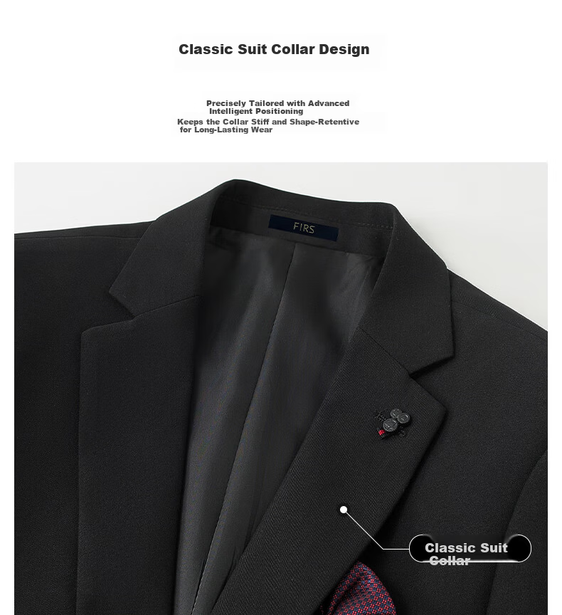 FIRS Men's Suit, All-Season Slim Fit, Professional Business Formal Wear, Men's Blazer, Casual Single-Breasted Jacket, Men's Clothing 3