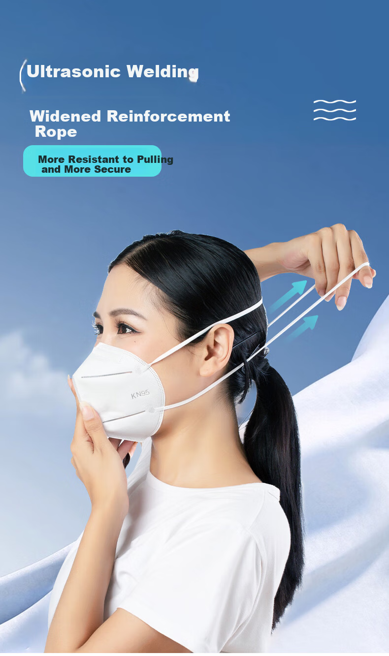 Leyoubaiyi KN95 Mask 50pcs Disposable 3D Dustproof Anti-Droplet Industrial Dust Haze Protection Double-Layer Meltblown Fabric Individually Packaged White 9