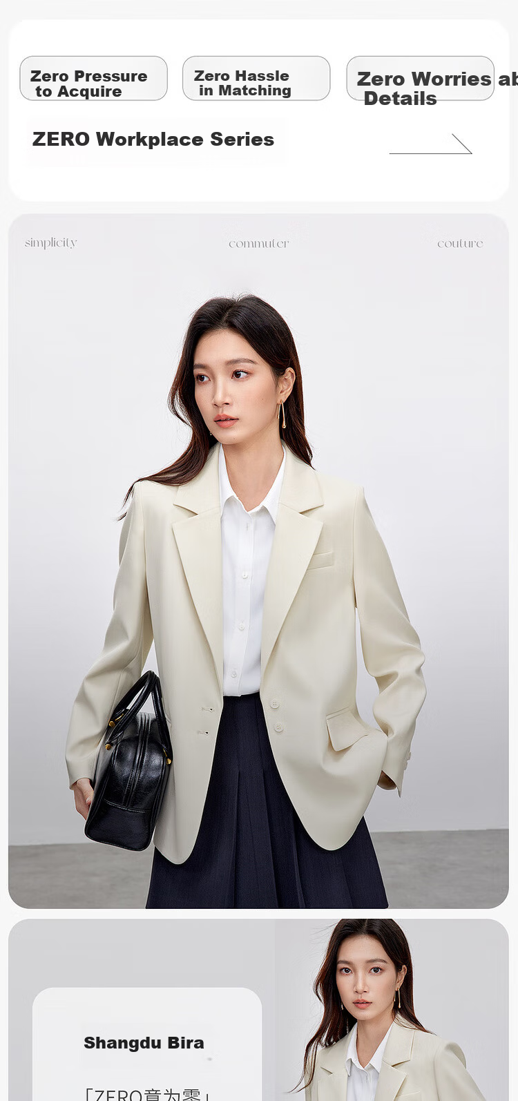 Sentubila Elegant Commuter Women's Autumn Wrinkle-Free Loose Blazer High-Intelligence Casual Jacket Black M 1