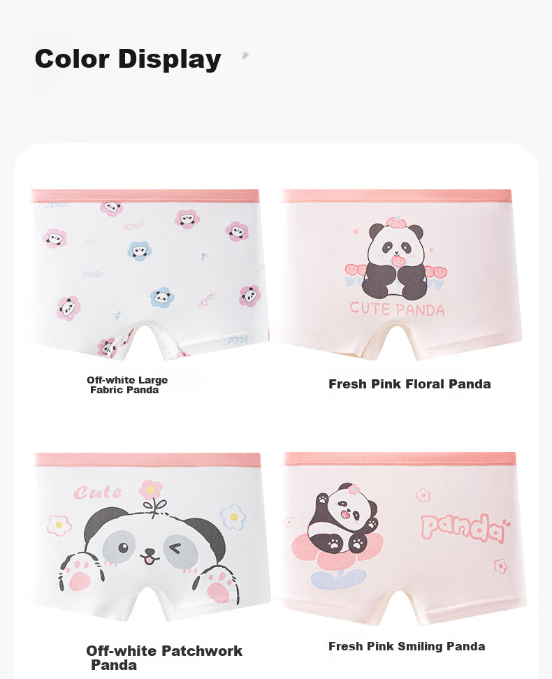 Hodo Kids Girls' Cotton Antibacterial Boxer Briefs Developmental Stage Pink Cute Panda 160 12