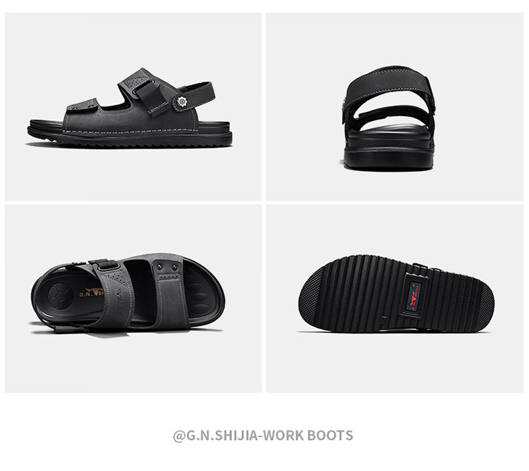 Bull Family Men's Leather Sandals Summer New Breathable Casual Comfortable Durable Beach Shoes Versatile Lightweight Two-Way Wear 19