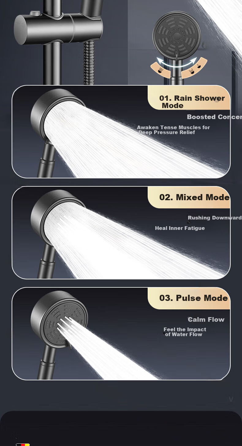 HOMK German Pressurized Shower Head 304 Stainless Steel High-Pressure Shower Sprayer 11