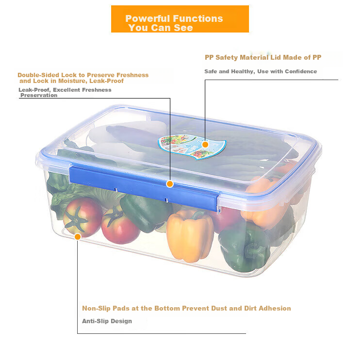 Danshi Zhiyuan Commercial Transparent Plastic Food Storage Container 1.5L, 22x16x8cm, Refrigeration Sealed Box, Jingcang 3
