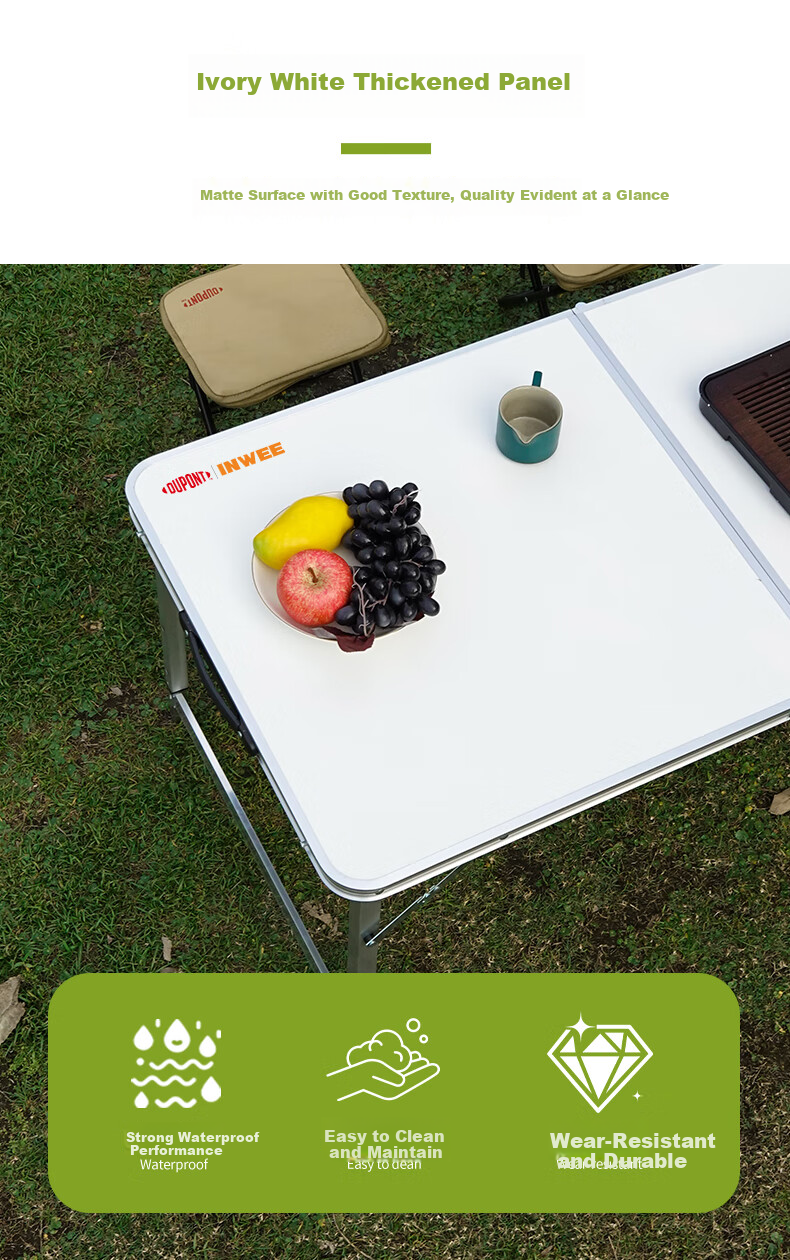 DU PONT Outdoor Folding Table Portable Long Promotional Table Aluminum Alloy Simple Camping Picnic Table and Chair 5