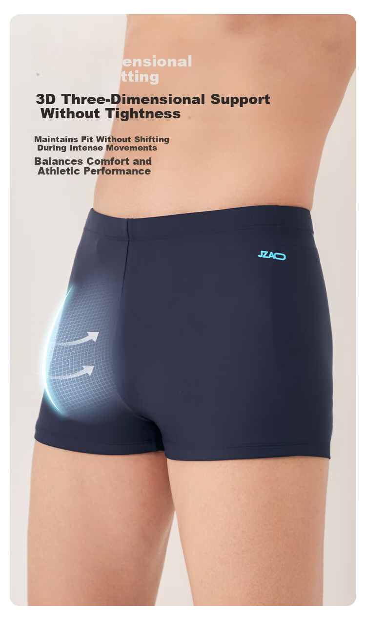 JD Jingzao Men's Elastic Three-Quarter Swim Trunks Comfortable Square-Leg Quick-Dry Hot Spring Swimming Shorts Black 3XL 7