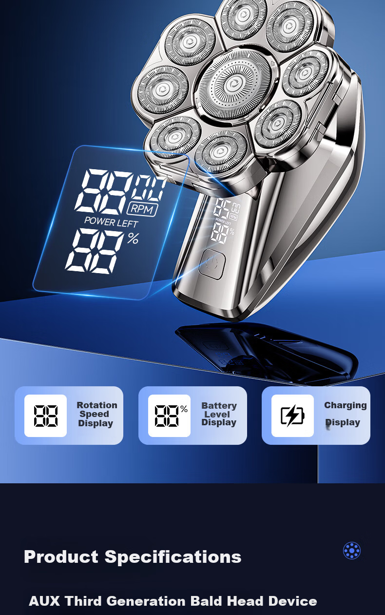 AUX Bald Head Hair Clipper Electric Shaver for Men Self Haircut Home Use Electric Beard Trimmer Haircutting Machine Gift 14