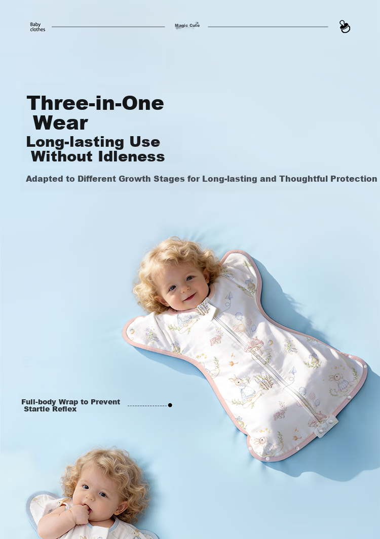 Magmorn Newborn Baby Anti-startle Sleeping Bag Toddler Swaddle Bamboo Cotton Kick-proof Blanket M 13