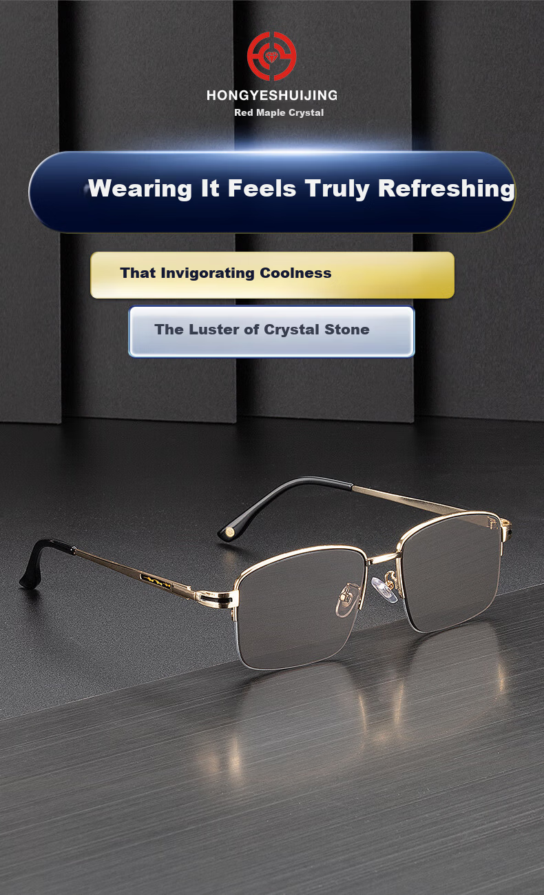 HONGYE Elderly Crystal Glasses Men's Crystal Polarized Sunglasses Cool Stone Sun Glasses HD Fishing Middle-aged and Elderly 2