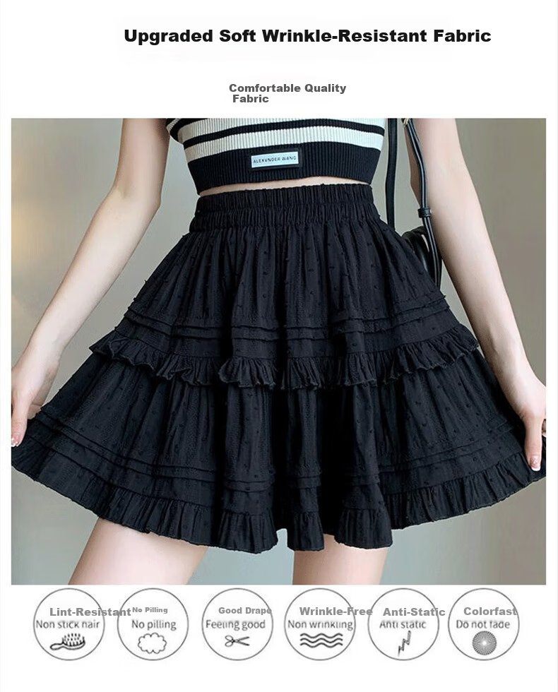 Langsha Lace Cake Skirt Women's 2026 New Ballet Style A-Line High Waist Sweet Puffy Mini Skirt 7