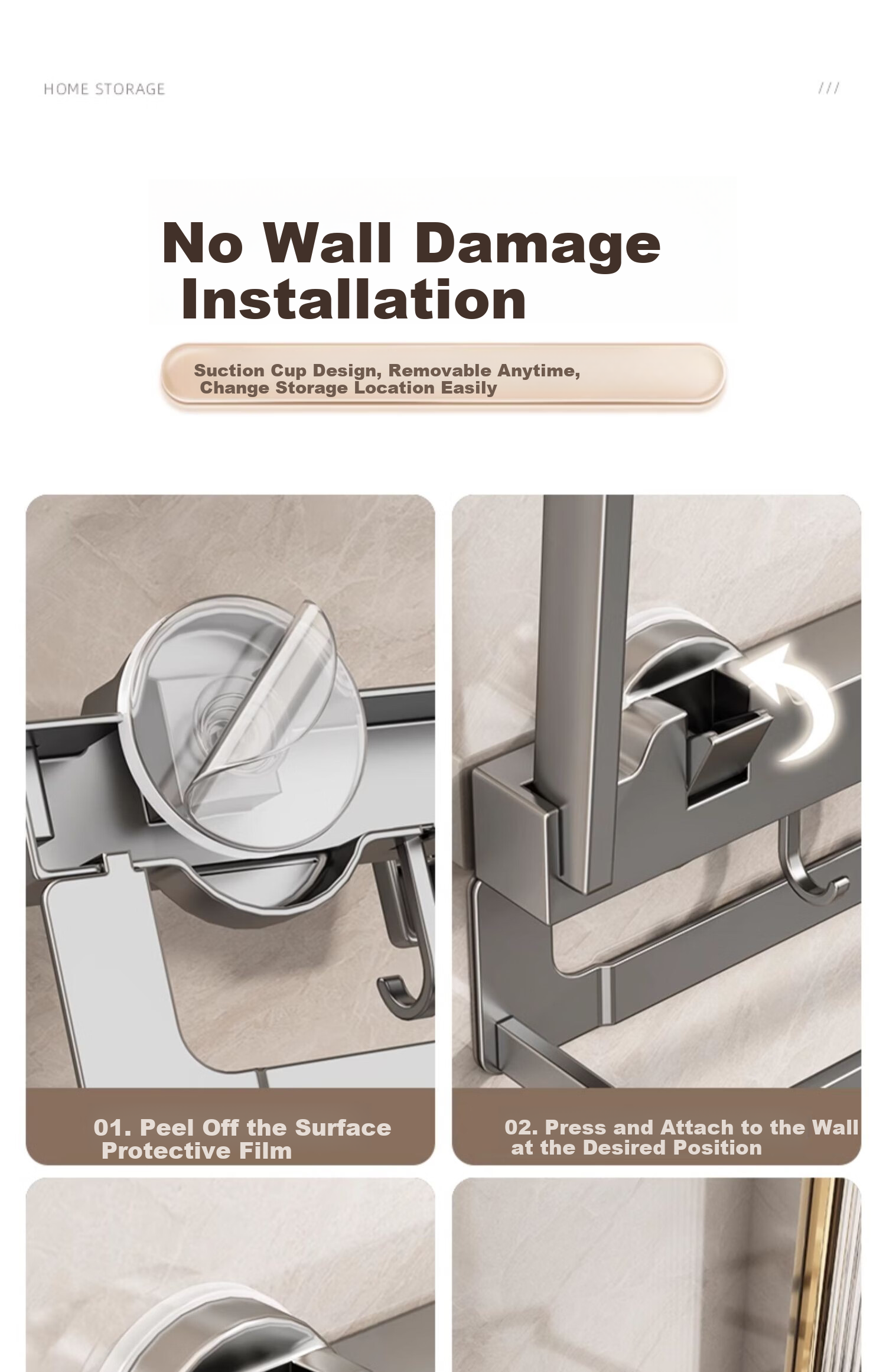 Youqin Suction Cup Basin Storage Rack No Drilling Bathroom Basin Rack Wall-Mounted Toilet Basin Organizer 2