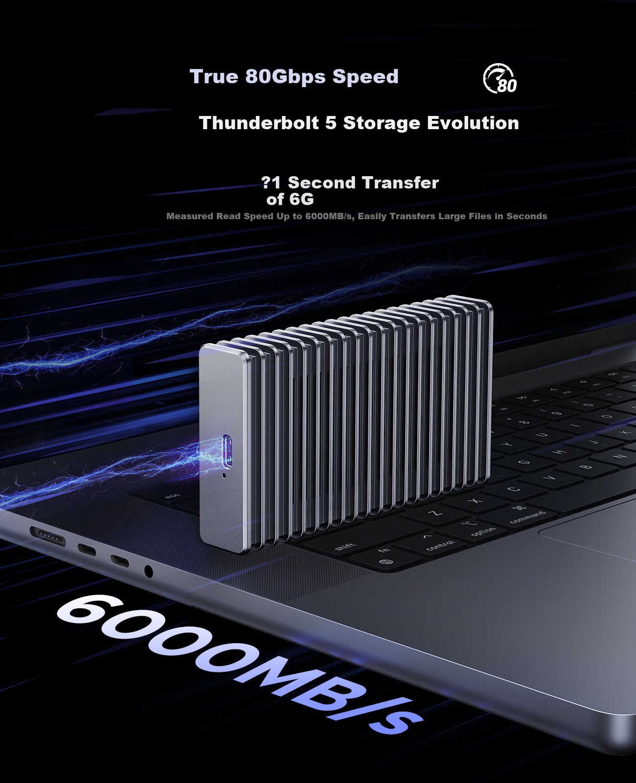 ORICO 80Gbps External Hard Drive Enclosure Compatible with Thunderbolt 5/4/3/USB4 M.2 NVMe Portable SSD Case for Mac Mini Computer Expansion F50 Gray 2