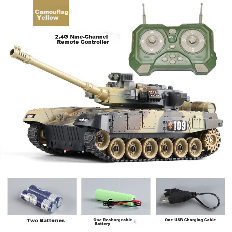 Huashimeng Remote Control Tank Car Track 2.4G Military Off-Road Armored Electric Model Toy Car for Boys