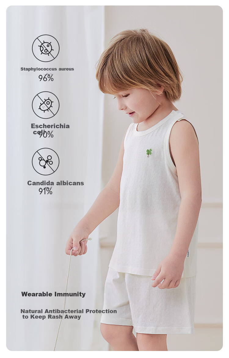 Babylove Baby Vest and Shorts Two-Piece Set Summer Thin Breathable Bamboo Cotton Sleepwear for Boys and Girls 5