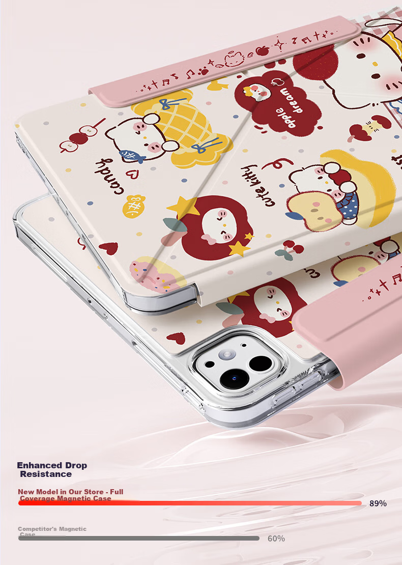 RBP iPad Mini 7/6 Case Matte Magnetic Double-Sided Clip with Buckle Built-in Pen Holder Drop-Resistant Slim Stand - Apple Xiao Mi 8