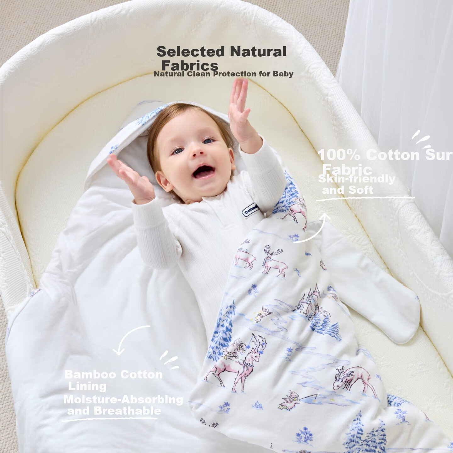 DOMIAMIA Baby Detachable Liner Swaddle Blanket Autumn Winter Newborn Universal Four Seasons Wrap