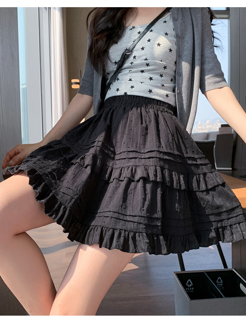 Langsha White Short Skirt for Women Spring Summer Slim Fit Patchwork Cute Anti-Exposure Ballet Style A-Line Puffy Cake Skirt 4