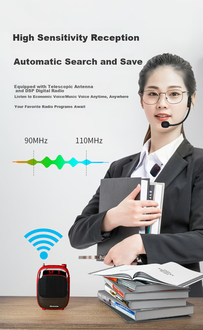 Newmine U-226 Pro Wireless Clip-on Microphone Teacher Amplifier Outdoor High-Power Tour Guide Bluetooth Speaker Long Battery Life Practical Gift 8
