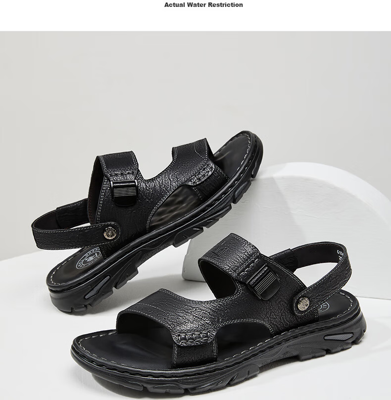 CAMEL Comfortable Soft Cowhide Breathable Dual-Wear Durable Business Casual Leather Sandals for Dad G15M211027 Brown Size 43 9