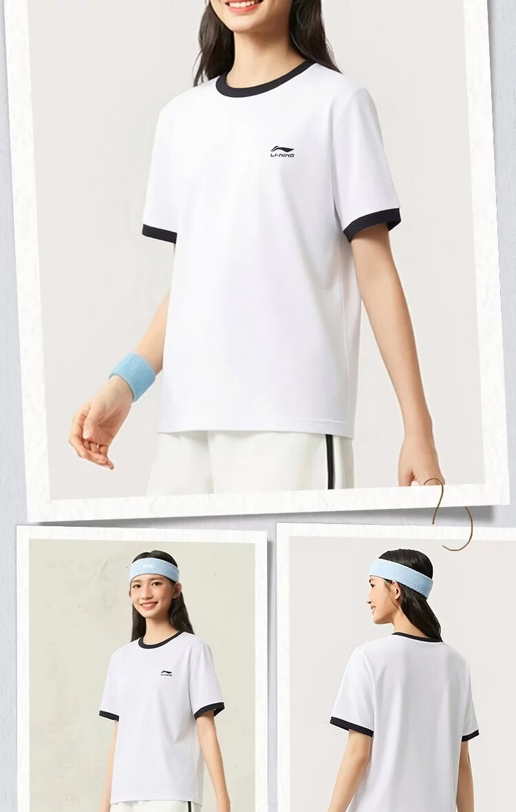 LI-NING Women's Summer Sports T-Shirt Comfortable Breathable Cool Short Sleeve Fashion Casual Versatile Tee Top 7