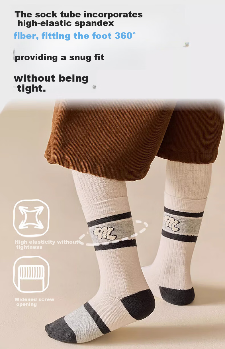 Mianqixiong Boys' Pure Cotton Long Tube Socks Autumn Winter Cotton Socks Boys' Mid-Calf Socks EW10-8-12 9
