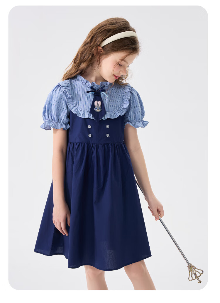 Disney Girls Bunny Police Officer Dress Children's Summer 2026 New Stylish Little Girls Two-Piece Princess Dress 14