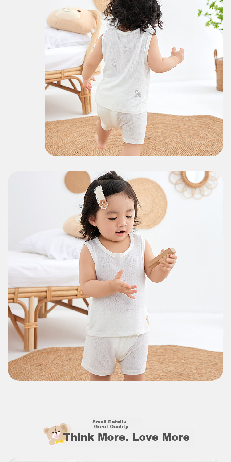 Labi Baby Children's Outfit Set 2022, Boys And Girls Baby Vest Shorts Two-Piece Set, Light Green 073 8