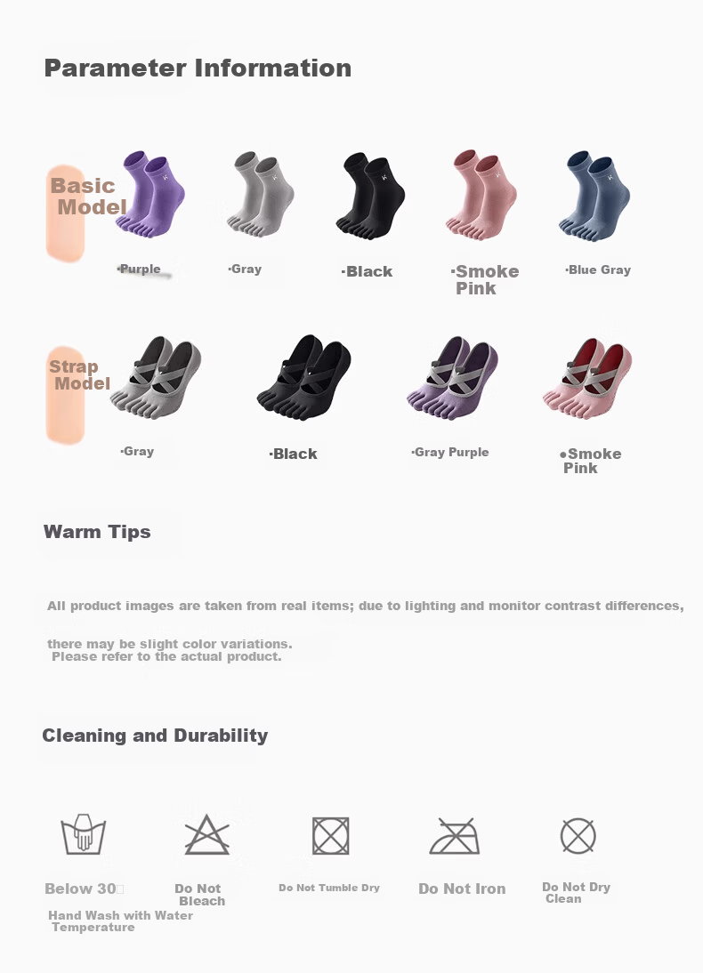 Keep Women's Five-Toe Non-Slip Yoga Socks Breathable Moisture-Wicking Indoor Fitness Dance Socks 12