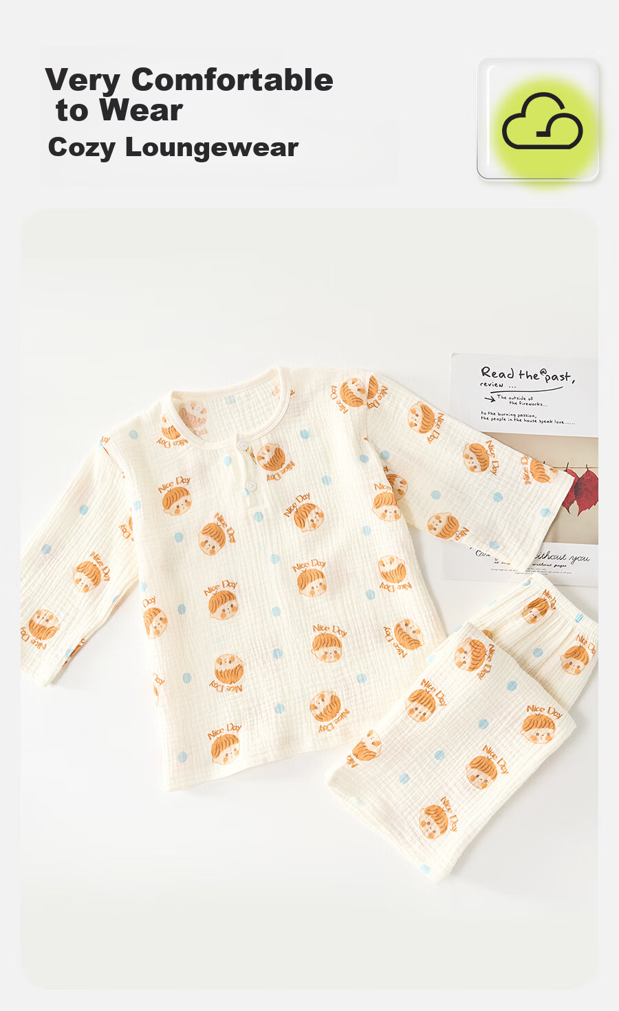 Mianqixiong Children's Pajamas 2026 Summer Thin Short Sleeve Homewear Set Boys Girls Baby 100% Cotton Class A Air Conditioning Clothes 5