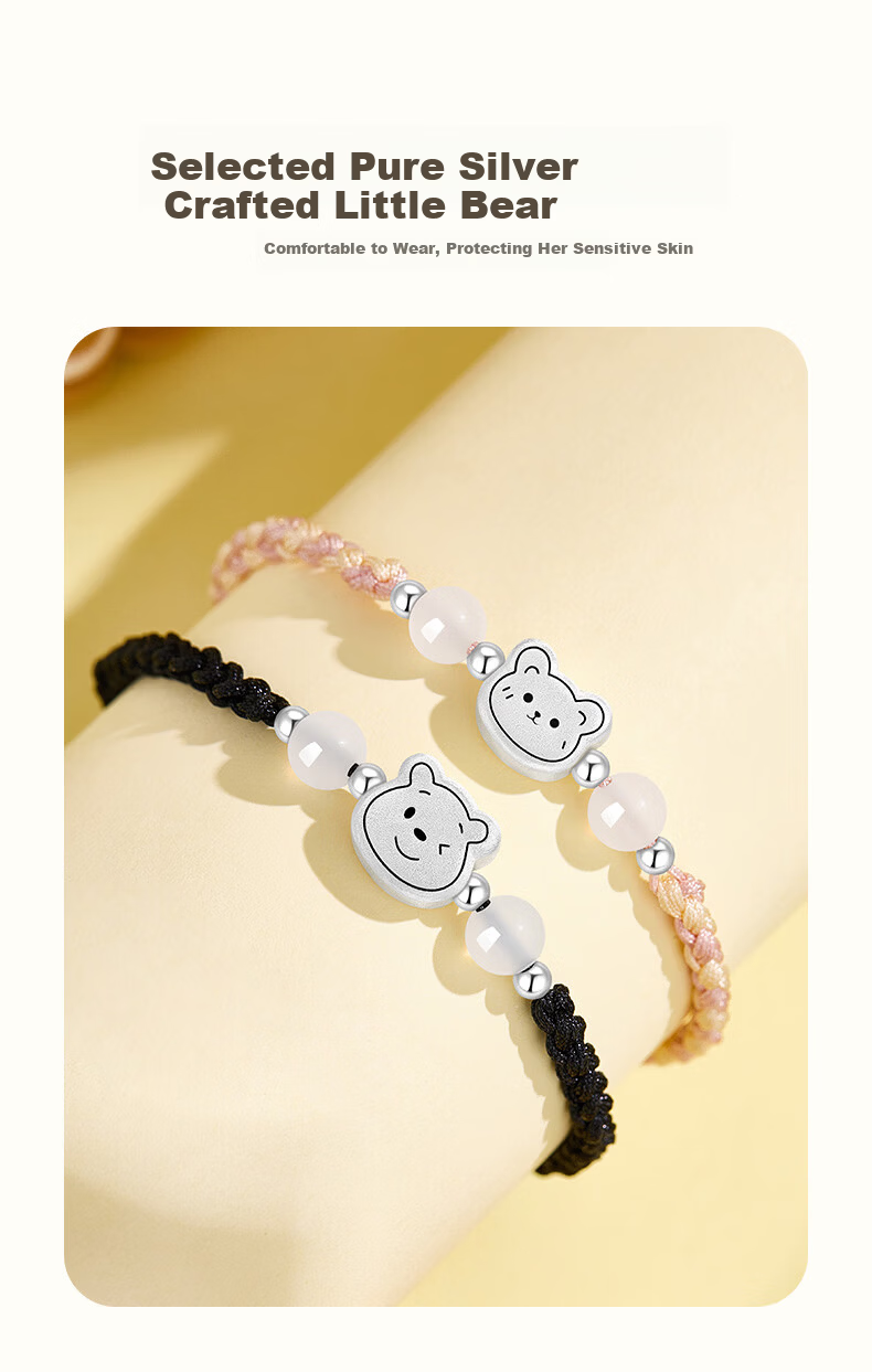 Lao Feng Xiang Couple Bracelets 2026 New Bear Braided Rope Jewelry Birthday Anniversary Gift for Boyfriend Girlfriend Wife 6