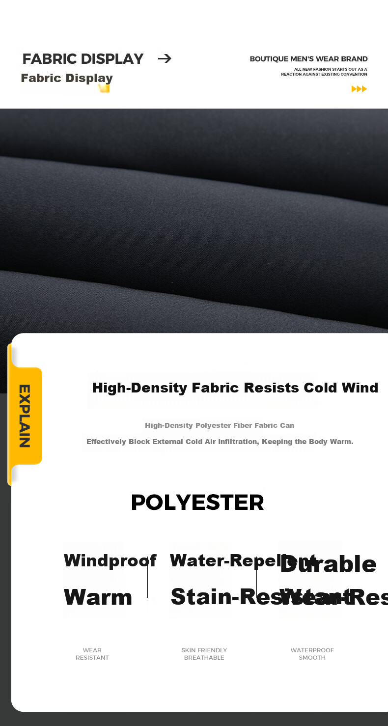 ROMON Men's Cotton Jacket Winter Coat Trendy Business Cotton-Padded Jacket Middle-Aged and Elderly Warm Cotton Coat Dad Style 2517 Black 4XL 7