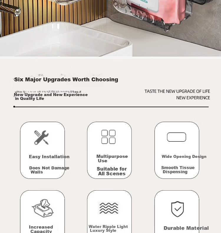 Jialifang Suction Cup Wet Wipes Storage Box Wall-Mounted Kitchen Wet Tissue Holder Wet Toilet Paper Facial Tissue Dispenser Transparent Color 2
