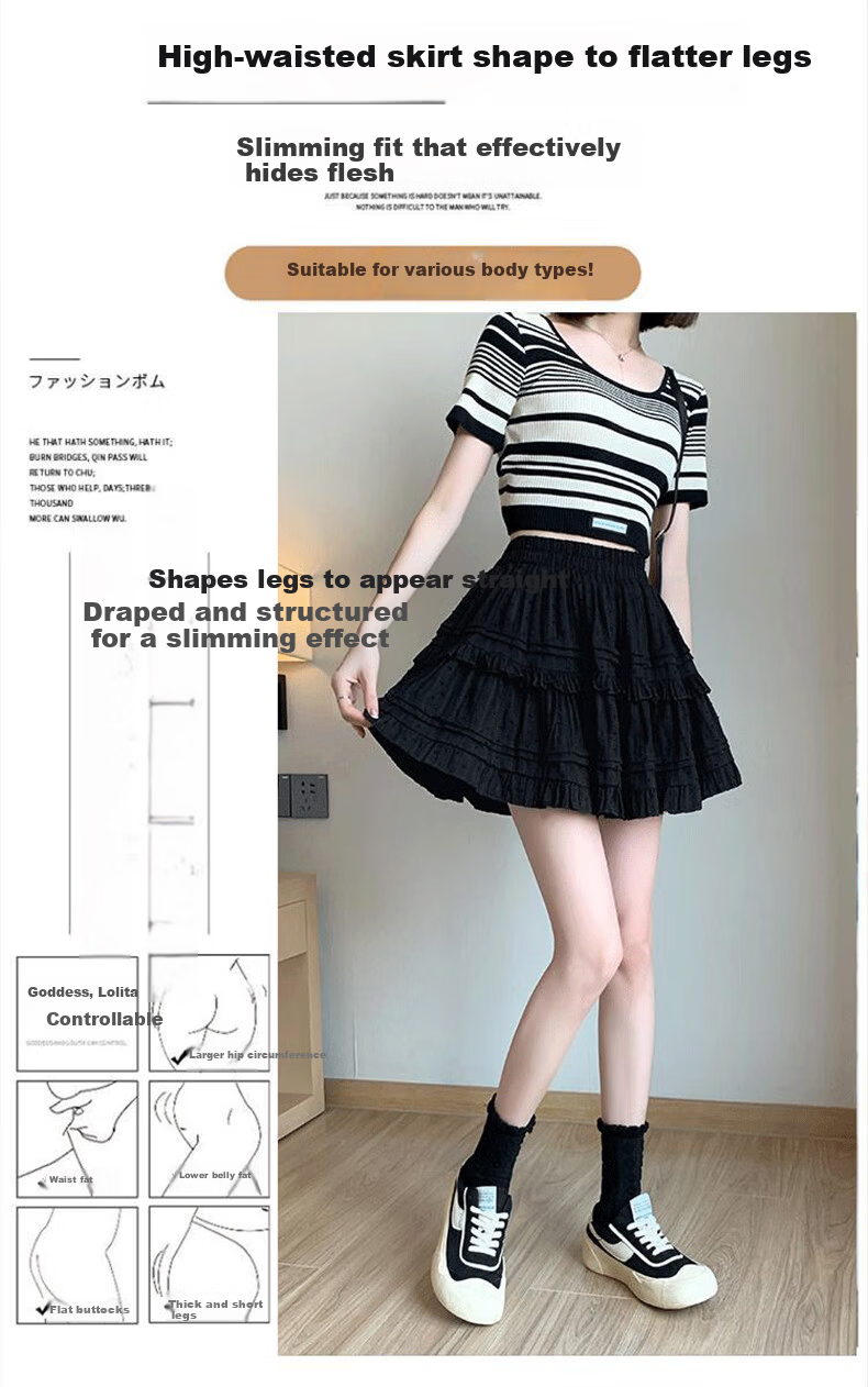 Langsha Lace Cake Skirt Women's 2026 New Ballet Style A-Line High Waist Sweet Puffy Mini Skirt 5