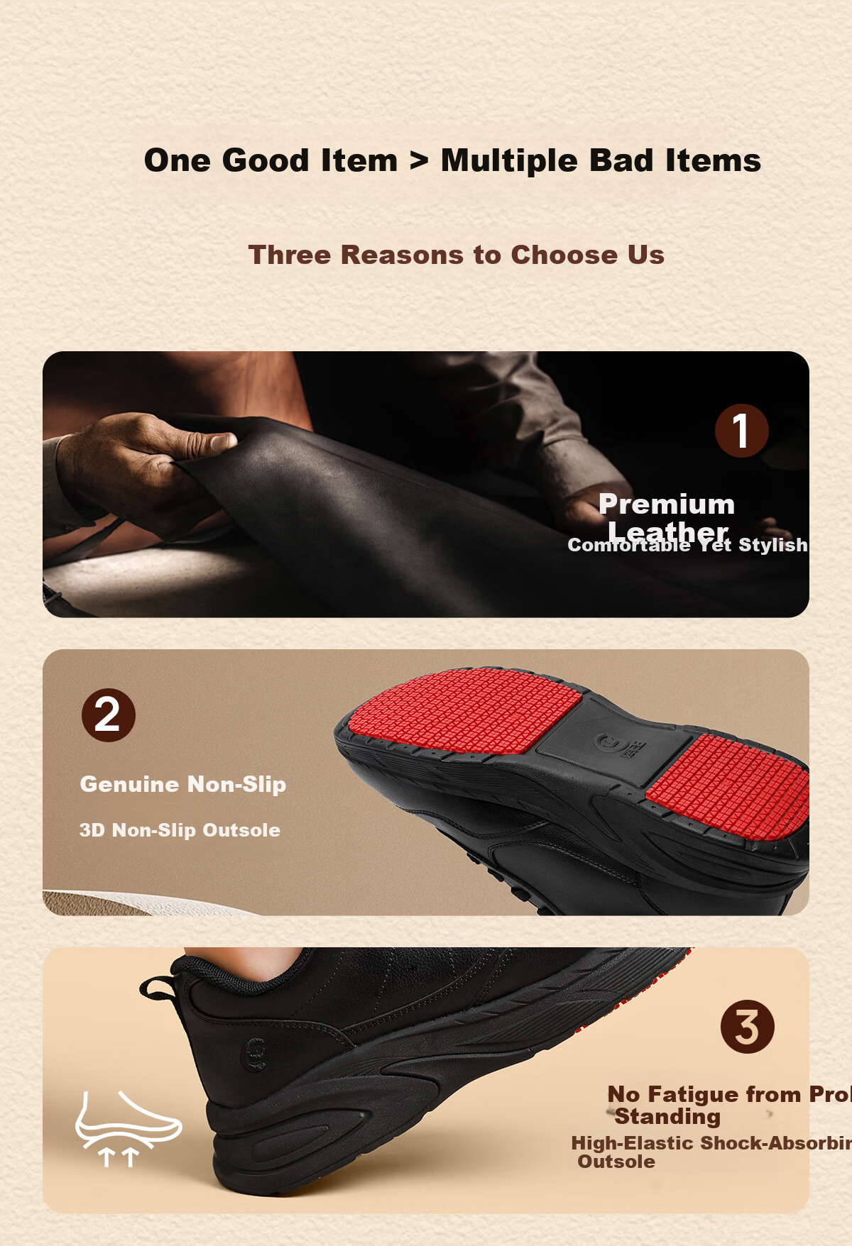ChuWang Non-Slip Water-Repellent Oil-Resistant Chef Shoes Men's Casual Sports Leather Work Shoes New Model Size 43 3