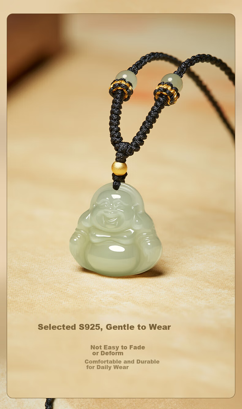 GLTEN Maitreya Buddha Hetian Jade Pendant Necklace for Women Birthday Gift Lightweight Luxury Unique for Girlfriend Wife Mom 5