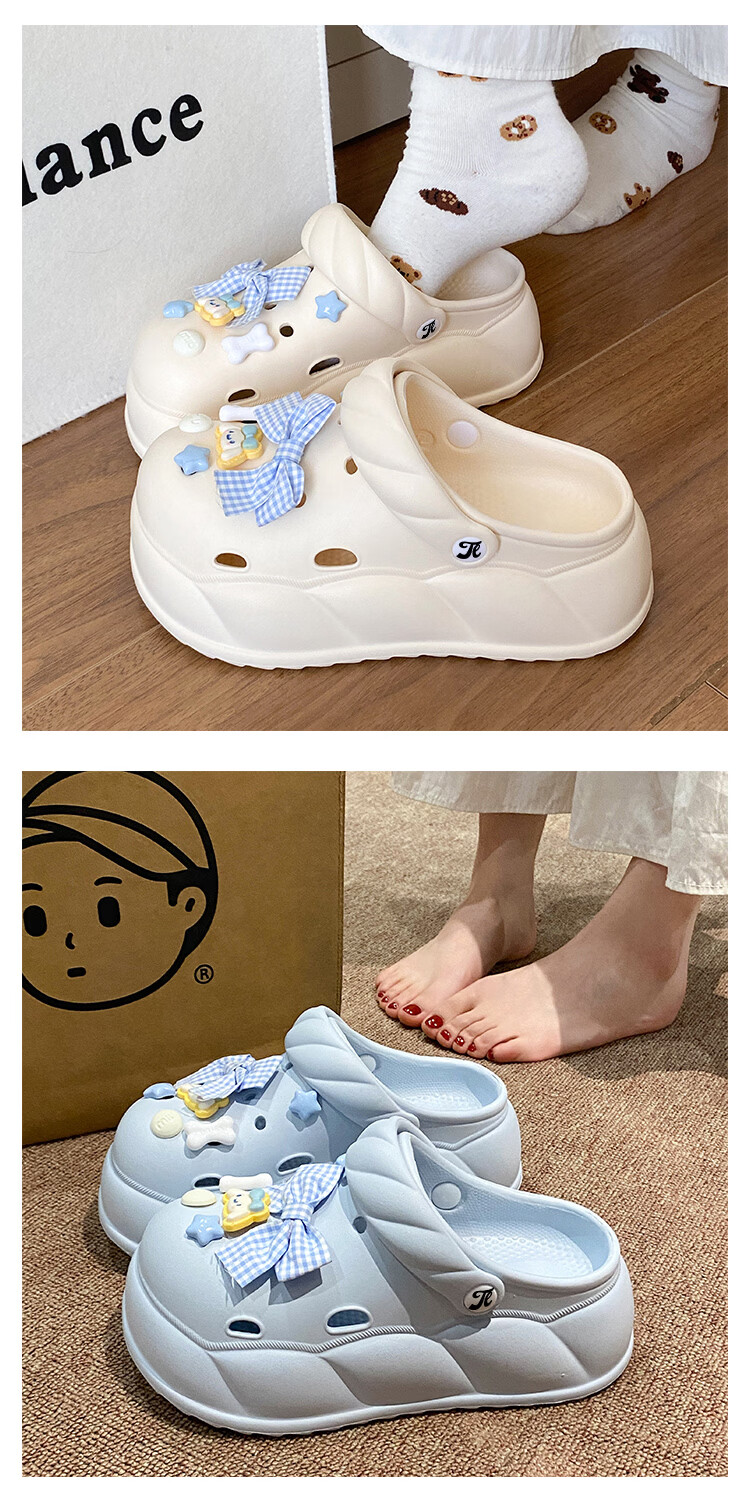 TonLion Women's Sandals 2026 Summer Breathable Hole Shoes Thick Sole Height Increasing Casual Beach Shoes Fashion White Size 40/41 5