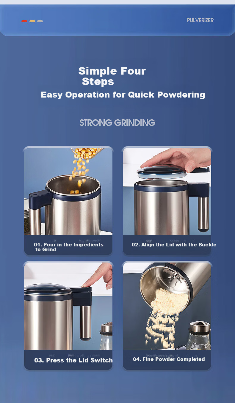 Deming Household Grinder Ultra-Fine Herbal Pulverizer Small Grain and Spice Mill Pepper Powder Grinder 12