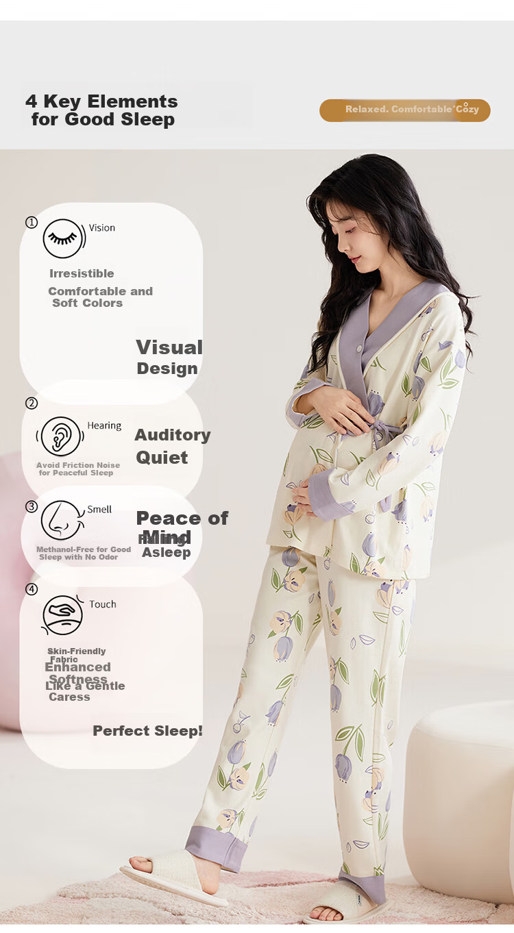 JOYNCLEON Maternity Postpartum Nursing Pajamas Spring Summer Pregnancy Wrap Nursing Homewear XXL Jyz176323 3