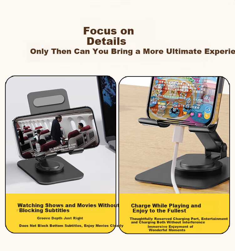 BZBC [Widened and Enlarged] Phone Stand iPad Tablet Stand Lazy Dopamine High-Value Desktop Stand 360° Rotatable Black 7