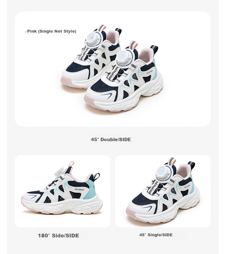 Follow Me Kids Sports Shoes Spring Summer Mesh Breathable Casual Shoes Boys Girls School Running Shoes Black Size 37 13