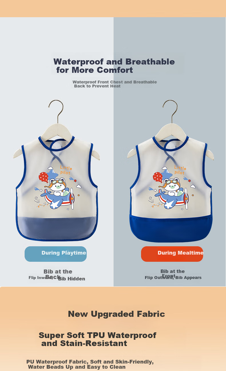 Yisheng Elephant Baby Bib Children's Summer Eating Smock Breathable Waterproof Anti-Dirt Apron for Boys and Girls Single Piece Size 110 2