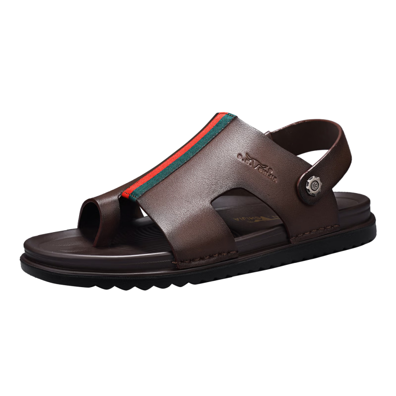 Bull Family Men's Summer Sandals New Beach Shoes Genuine Leather Dual-Purpose Slippers for Middle-Aged and Elderly Fathers