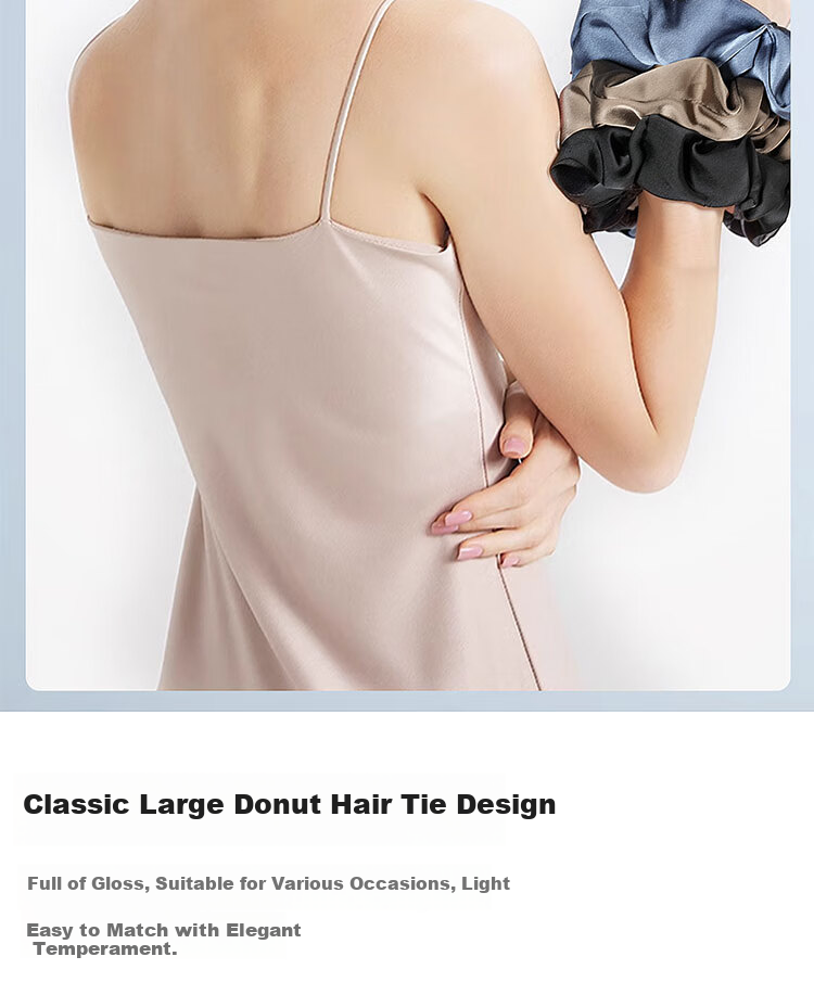M2KA Pillow Large Intestine Hair Tie Women New Oversized Sleep Satin Hair Rope Hair Care Damage-Free Black Small Size 3