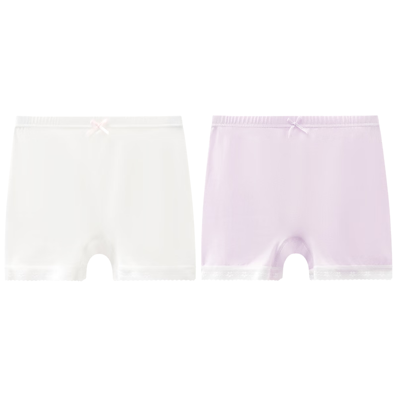 Hodo Girls' Safety Underwear Cotton Antibacterial Class A Girls' Anti-Exposure Solid Color Leggings 4220 White Purple Size 160