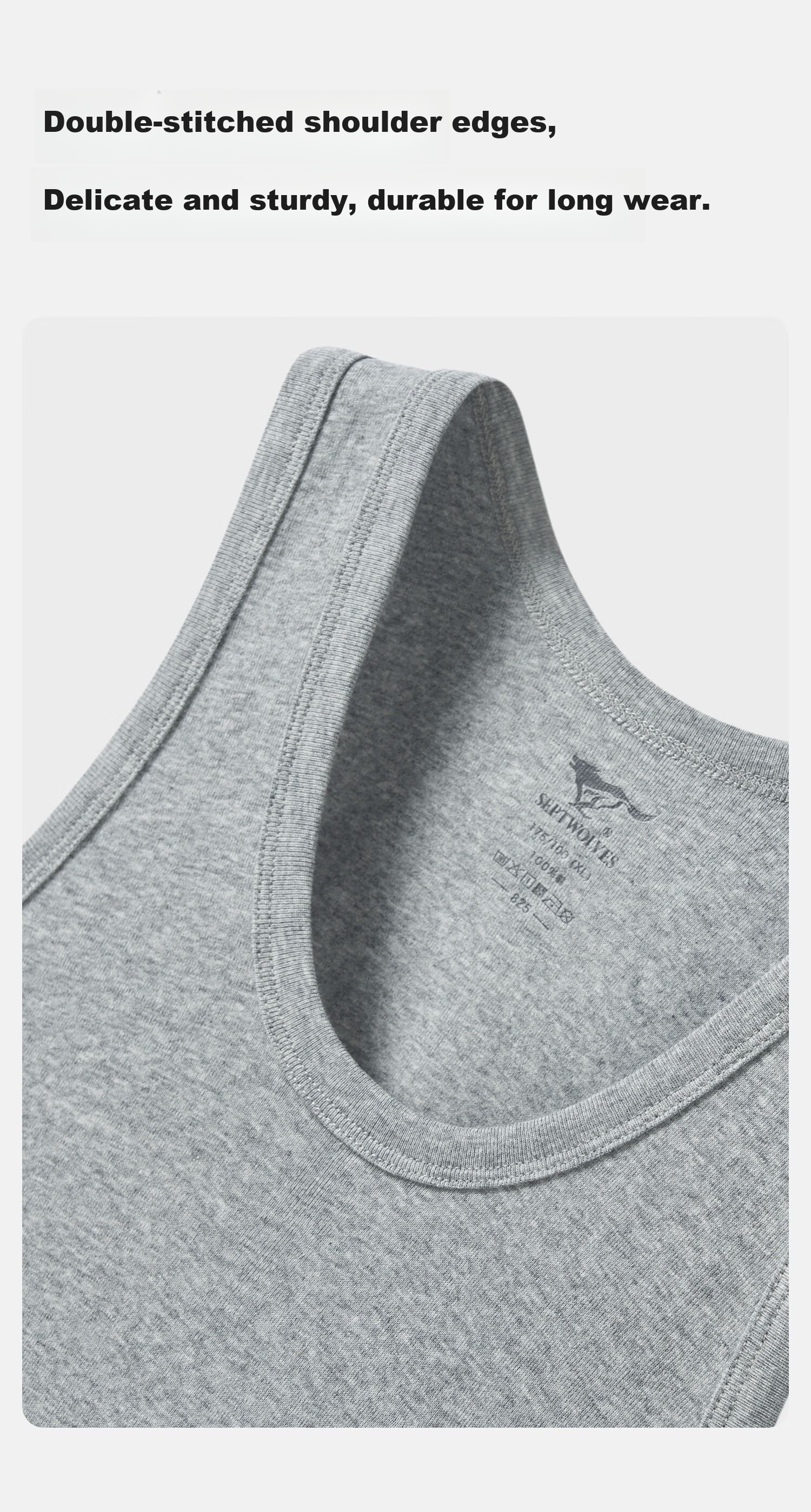 SEPTWOLVES Men's Tank Top, Pure Cotton, High Elasticity, Hurdle Vest, Sweat-Absorbing, Breathable, Sports Undershirt Vest 7