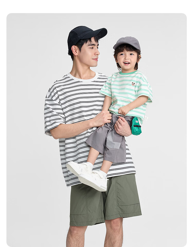 Balabala [balaOne] Kids Short Sleeve T-Shirt Boys Girls 2026 Summer Striped Quick-Dry Parent-Child 12