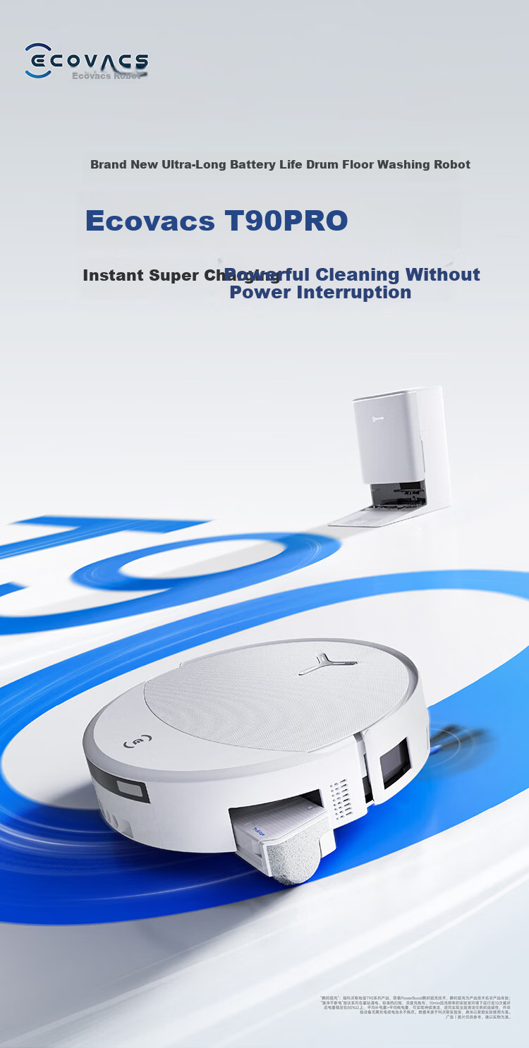 Ecovacs T90 PRO Robot Vacuum Cleaner - New Release, 4-in-1 Vacuum, Mop, Wash, Dry with Automatic Cleaning, Dust Collection, Hot Water Mop Washing, Hot Air Drying, Drum Water Washing, and Water Supply  5