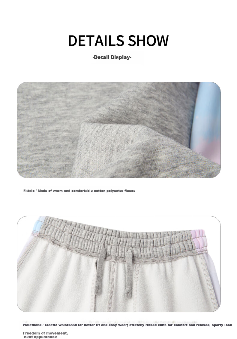 361° Kids Girls' Long Pants 2025 Winter Elastic Knit Fleece Lined Warm Pants Black Size 150 15