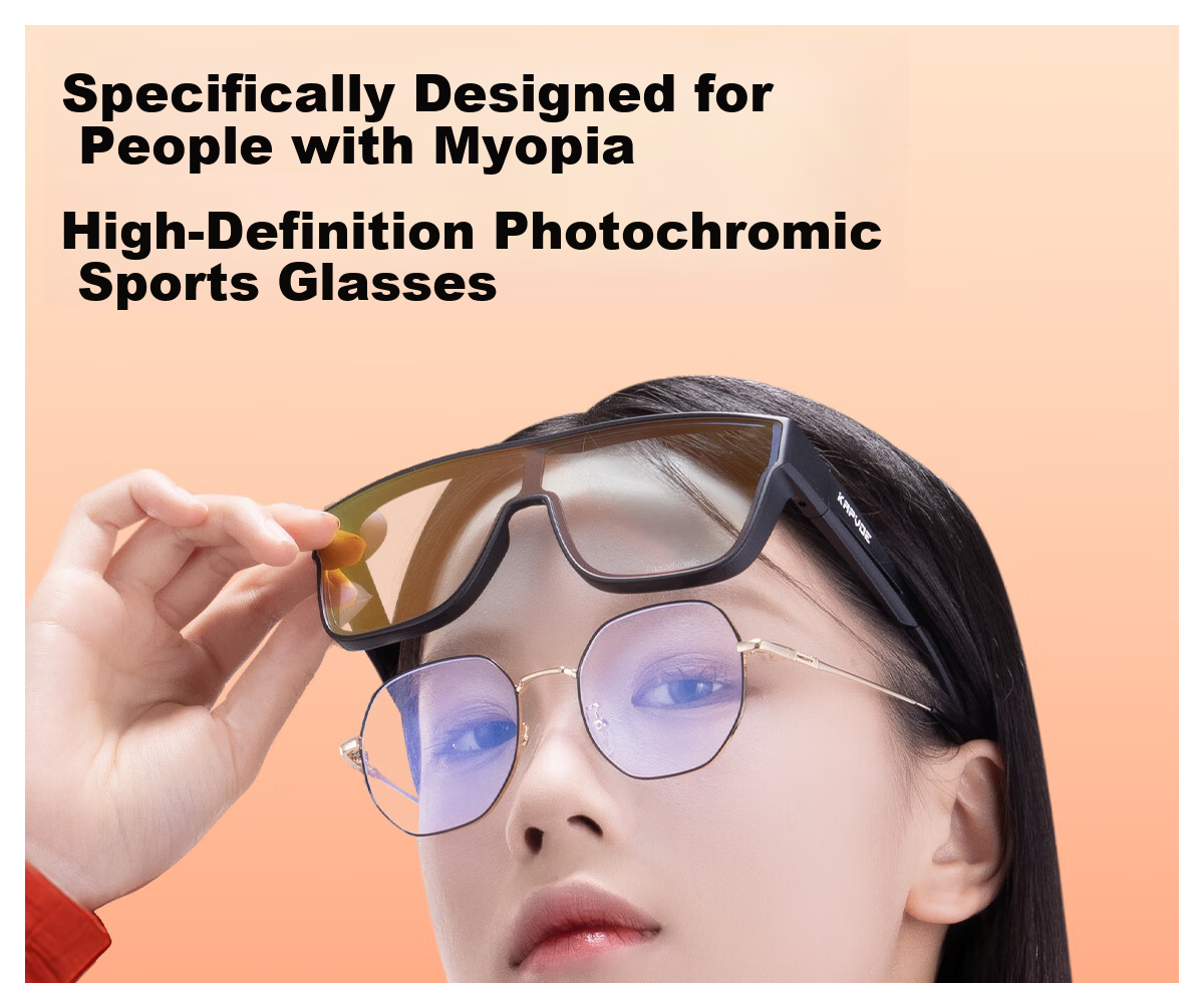 KAPVOE Cycling Glasses, Myopia Over- Glasses, Day And Night Use, UV Protection, Windproof, Dustproof, Large Frame, Photochromic Goggles 1