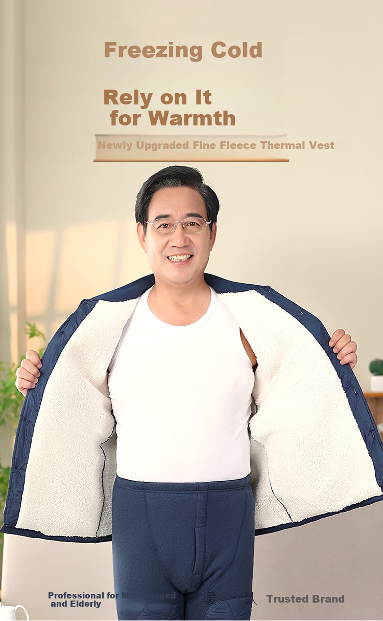Nanjiren Men's Winter Thickened Thermal Underwear Set for Middle-aged and Elderly, Dad Style Cardigan, Large Size, Dark Gray, L, Feather Silk Cotton Jacket Set 2