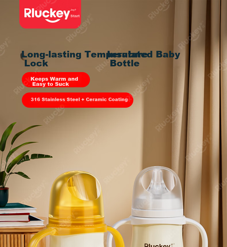 Leqi Infant Insulated Baby Bottle with Handle 316 Stainless Steel Ceramic Coated Liner 1